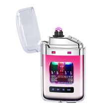 (G)USB Rechargeable Transparent Plasma Lighter, Portable Dual Arc Windproof Lighter for Men, Camping Outdoor Igniter