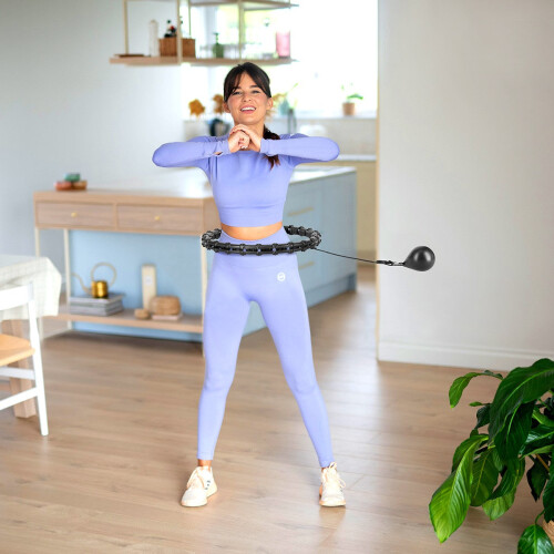 Weighted Hula Hoop, Black - Fitness Exercise Tool 1