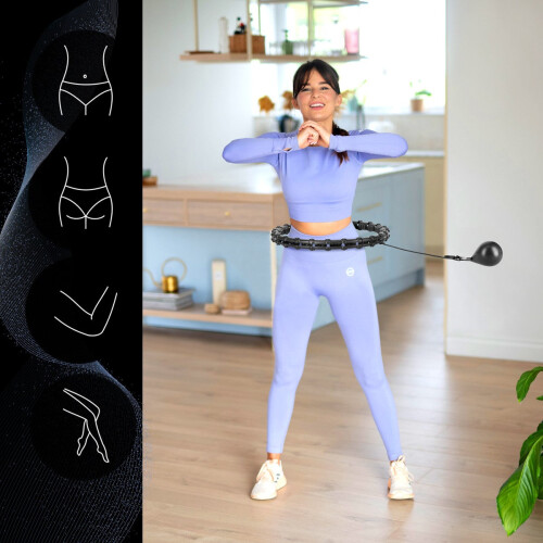 Weighted Hula Hoop, Black - Fitness Exercise Tool 2