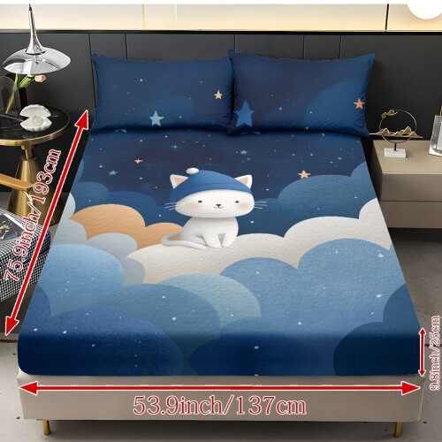 Goodnight Cat Polyester Sheet Set Queen 1 Fitted 2 1