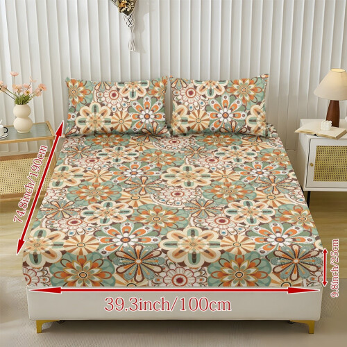 Retro Flower Twin XL Sheet Set Soft 3-Piece 1