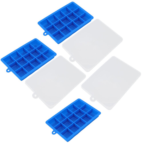 Silicone Ice Cube Tray with Lid, 15-Cavity, Dishwasher Safe