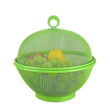 (green) Fruit Fly Proof Fruit Bowl with Lid, Large Capacity Mesh Fruit Basket, Kitchen Fruit Storage Container for Freshness & Insect Protection