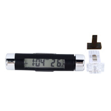 Thermometer Temperature Meter Gauge Digital Clip On Car Clock LCD Display Automotive Mini Clock Monitor With Adjustable Installation Backlight