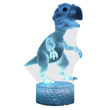 Lámpara de noche 3D con diseño de dinosaurio, 16 colores y control táctil.