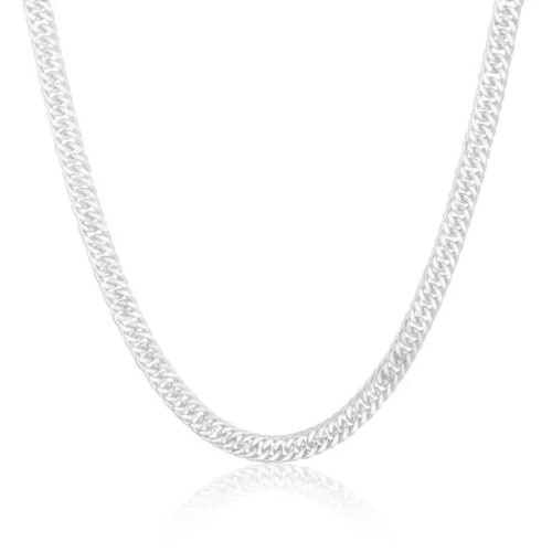 Colar masculino com corrente lateral de prata maciça 925 de 10 mm, joia para presente - 22 polegadas (56 cm) - 6 mm 2