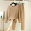 Damen-Fleece-gefütterter, warmer Pyjama, Khaki, Größe L 2