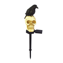 Décoration d'ambiance pour Halloween, piquets de jardin en résine en forme de crâne avec lampes solaires, éclairage extérieur étanche à charge
