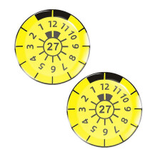 (yellow 27) German License Plate Emission And Inspection Sticker Set