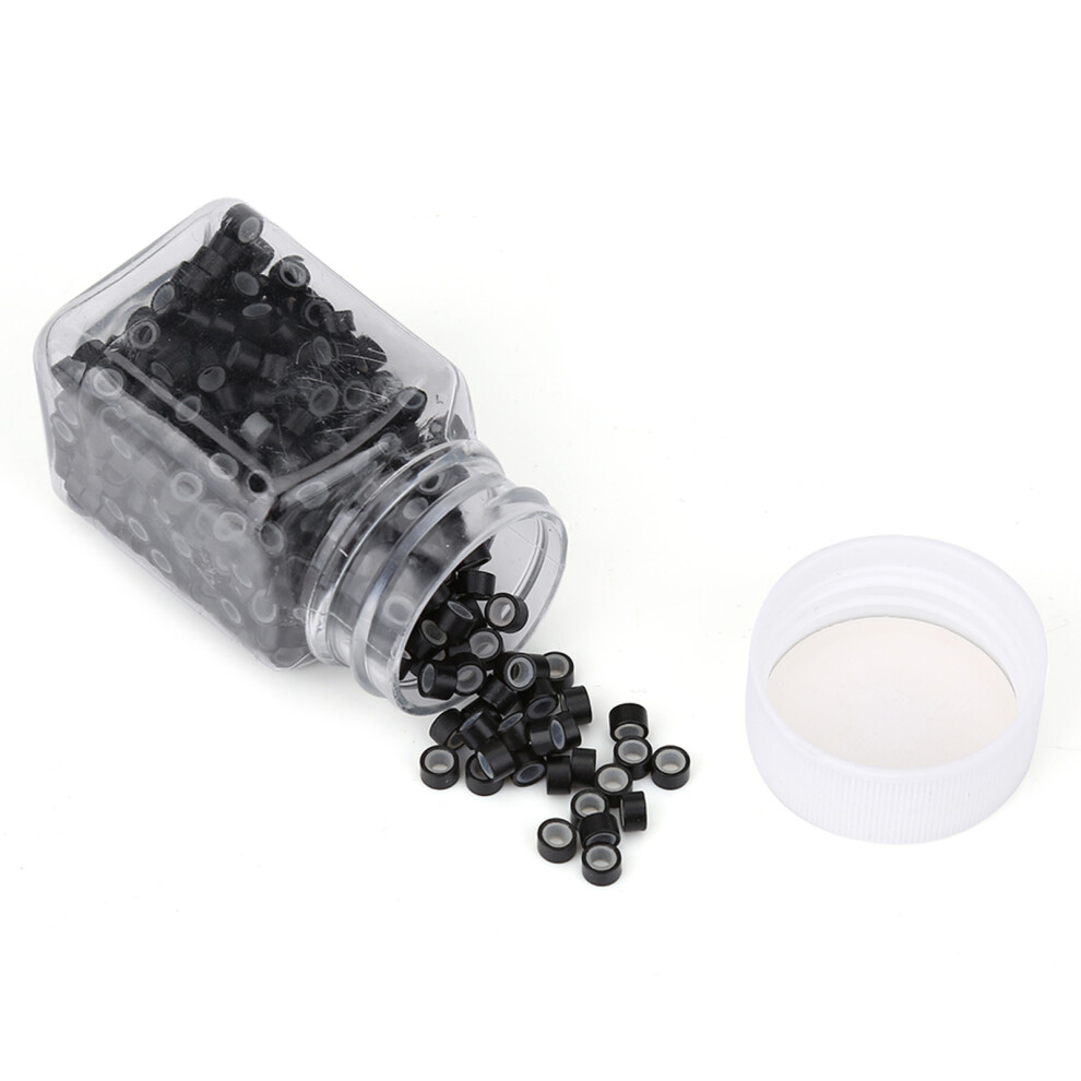 Unisex Black Aluminium Silicone Hair Beads 500Pcs