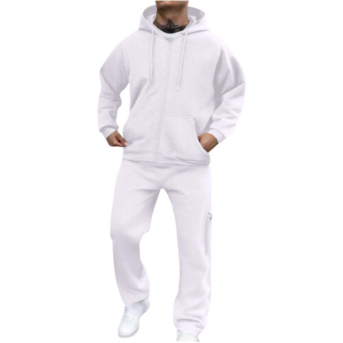 Ανδρικές Φόρμες/Σετ 2 Τεμαχίων Φόρμα Jogging με Κουκούλα και Φερμουάρ για Μεγάλους 1