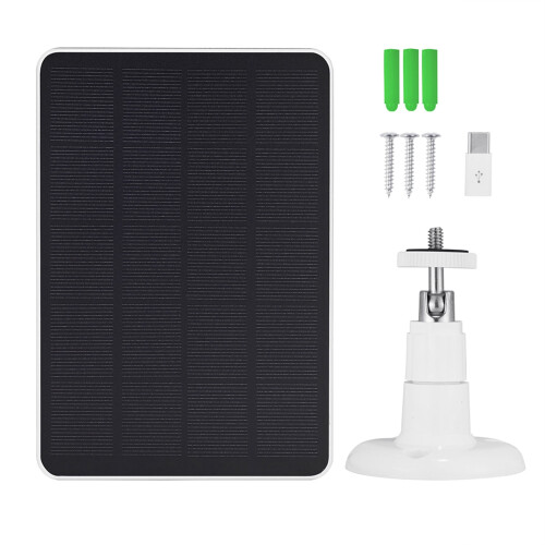 4W 5V Solar Panel for Surveillance Cameras, Monocrystalline, IP67 Waterproof, Micro USB & Type-C, Adjustable Bracket 1