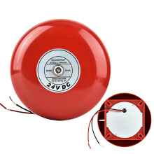 24V Red Metal Round Fire Alarm Bell, Waterproof, 90dB