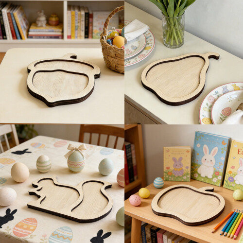 Natural Wood Pear-Shaped Serving Platter Heat-Resistant 1