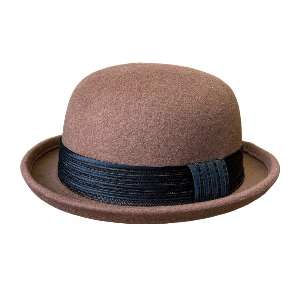 (One Size, Coffee) Women Bowler Hat Vintage Trendy Felt Fedora Hat Rolled Brim Elegant Cap for Winter Fall Daily Office-image-OPC-PS9YHF9-NEW