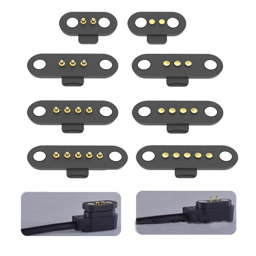 1Pair Magnetic Pogo Pin Connector, 12V 1A, 2.5mm Spring-Loaded, DC Power Socket, 60g Force, Waterproof Brass, Compatible with DIY Electronics 1