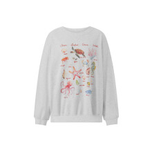 (M, Colorful) Women's Oversized Sweatshirts Ocean Animal Print Long Sleeve Round Neck Pullovers Streetwear Tops