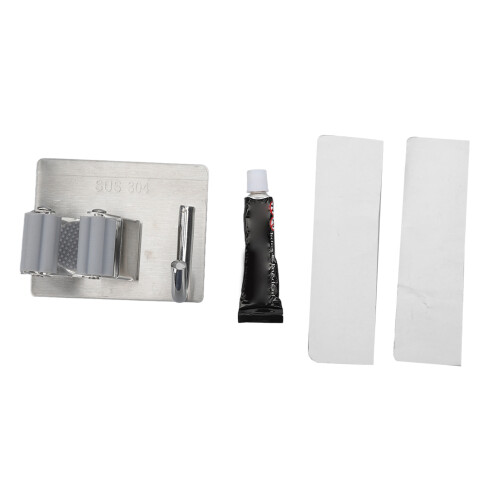 Stainless Steel Space-Saving Single Hook Mop Broom Holder, Silver 1