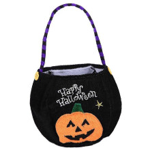 (Black Pumpkin) Halloween Pouch Trick Or Treat Sack Storage Bag Party Favor Makeups Storage, children candy bag