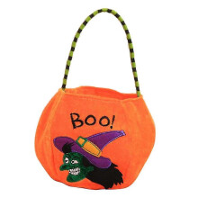 (Orange Witch) Halloween Pouch Trick Or Treat Sack Storage Bag Party Favor Makeups Storage, children candy bag