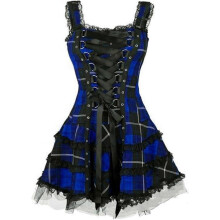 (4XL, Blue) Women's Dresses Women's Plus Size Lace Skirts Medieval Dresses Sleeveless Skirts