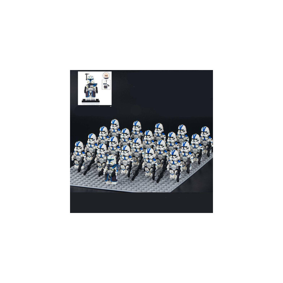 Enekio 21Pcs Star Wars 501St Clone Troopers Rex Mini Figures Fits Lego