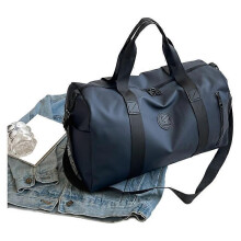 (Dark blue) Mens and womens fashionable shortdistance travel largecapacity waterproof gym bag yoga bag shoulder handbag