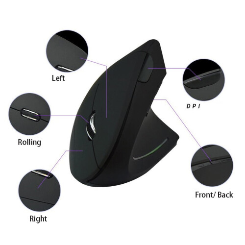 Left Right Hand Mouse Vertical Ergonomic Wireless with Bluetooth Double Mode Mouse Computer PC Mice Rechargeable Gaming Mouse 2