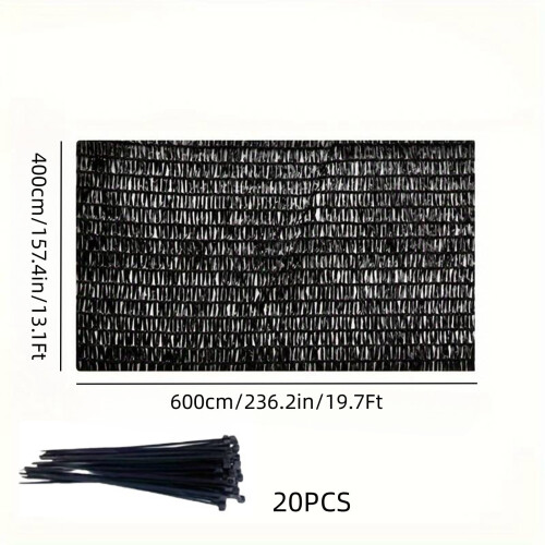 Πανί σκίασης 400x600cm μαύρο πολυεστέρα για βεράντα κήπου 2