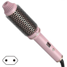 (EU plug, Pink) 3 in 1 Pro Negative Ions Two PTC-Heaters Thermal Brush, Travel-Friendly Temperature Control Styling Brush for Women