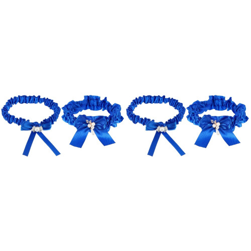 2Sets Strumpfbänder Dunkelblau Schmuck Schleifen Set 1