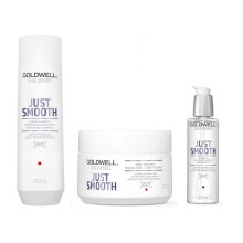 Goldwell Dualsenses Just Smooth Taming Shampoo 250ml, 60sec Treatment 200ml and Oil 100ml