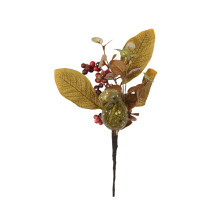 Pânză de toamnă, tulpini artificiale de toamnă de 22 cm cu tulpini de fructe de pădure multicolore, frunze de eucalipt pentru masa de