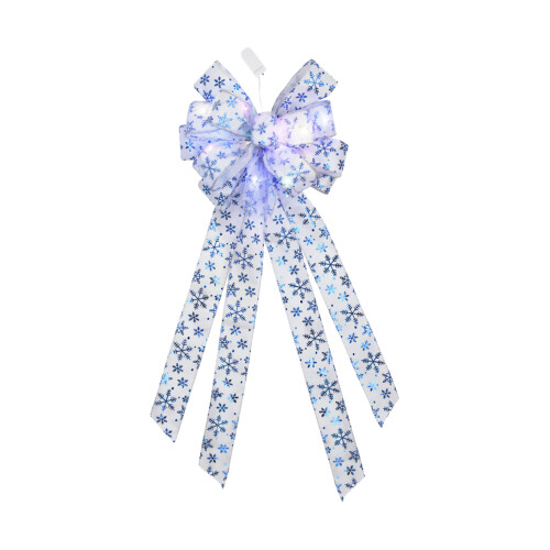 Pre-Lit Snowflake Bow Decor83cm Blue
