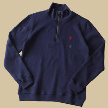 (oatmeal color,M)Ralph Lauren Style Half Zip High Neck Knit Sweatshirt, 7 Colors Available, Unisex Long Sleeve Casual Athletic Top