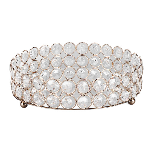 Crystal Cosmetic Makeup Tray20cm Round Mirrored Iron Tray
