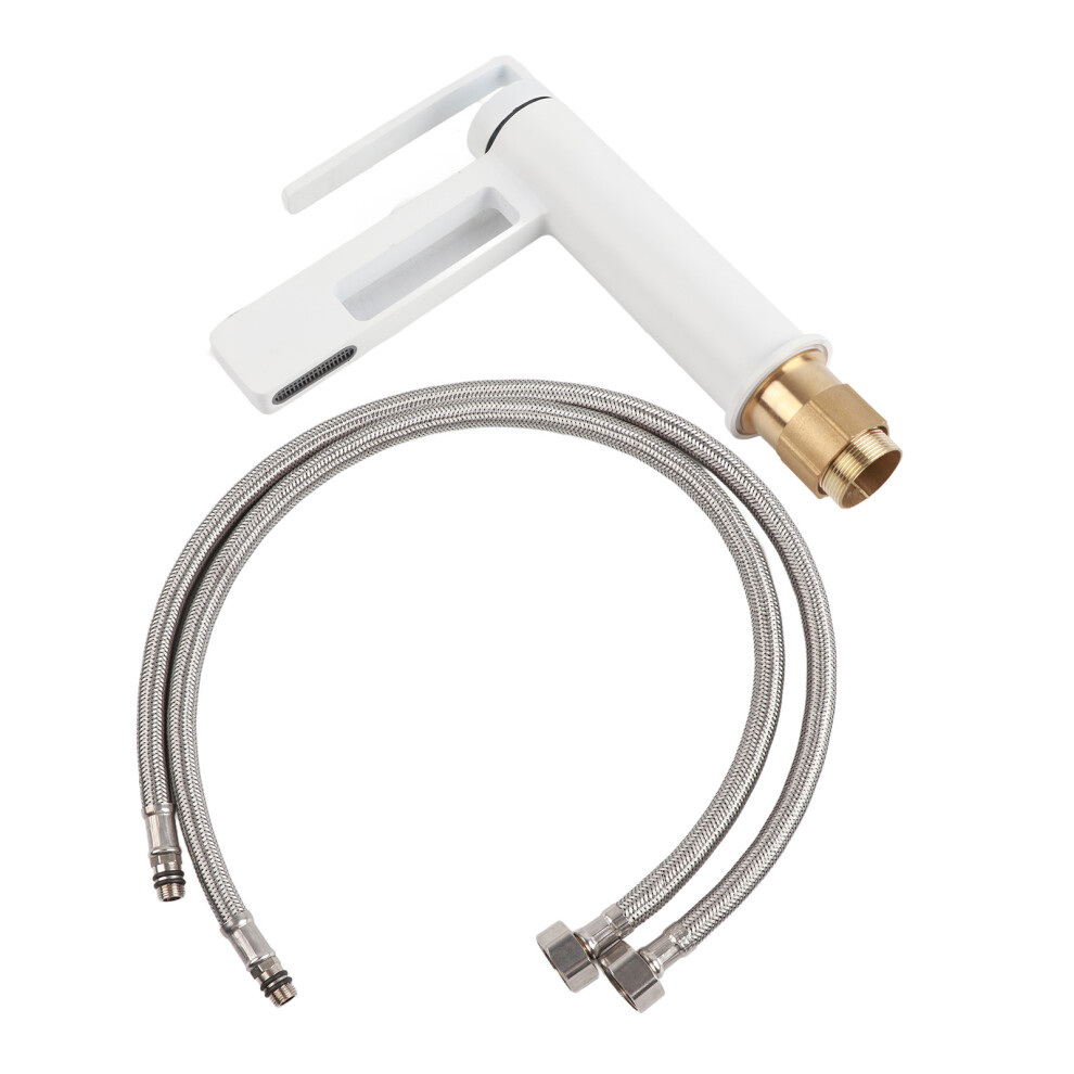 Waterfall Bathroom Faucet In White, Copper, Single Hole 9058772754561