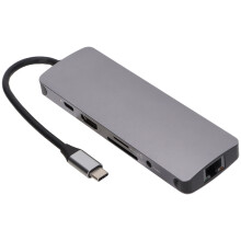USB C9In1Hub With Gigabit Ethernet HDMI4K SD TF Reader Audio Jack And PD Fast Charging Aluminum Alloy Shell Compatible With MacBook Pro MateBook