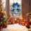 Artificial Christmas Wreath with Bow Blue 2