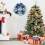 Artificial Christmas Wreath with Bow Blue 5