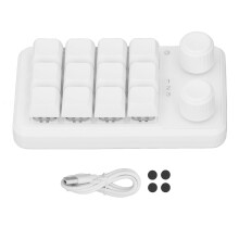 Adjustable Volume Control Macro Keyboard With Next Track Playback Control, Space Saving Design RGB LED Mechanical Mini Keypad For Gaming And Office