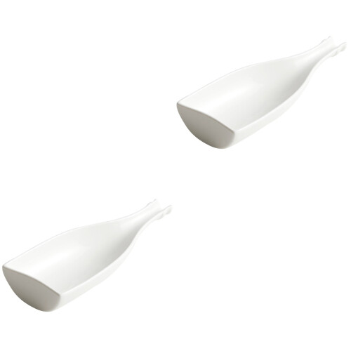2Pcs White Ceramic Food Plate Bottle Shape Tray for Dinner Use 2