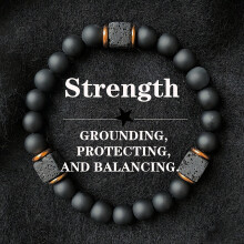 (T504) Volcanic Stone Bracelet for Men, Black Onyx Cube Beads, Fashion Minimalist Jewelry, Modern Gentleman Accessory, Birthday Gift