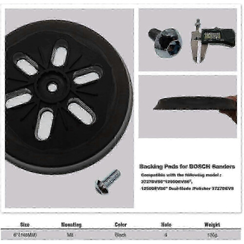 Compatible sanding pad for Bosch Gex 150 series, 150mm backing disc 2