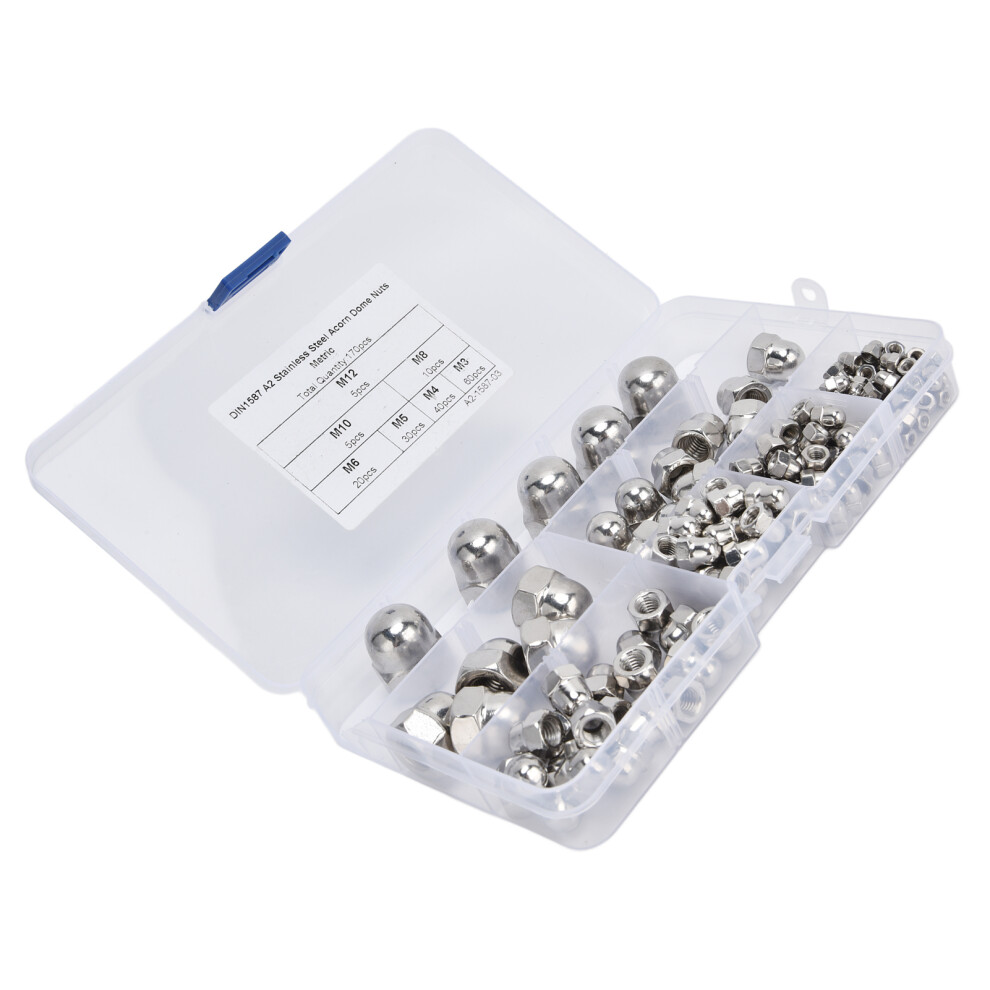 170Pcs 304 Stainless Steel Acorn Nuts Set
