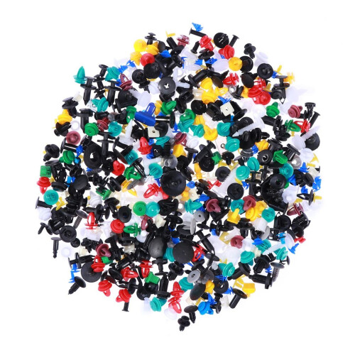 1000Pcs Push in Fasteners Automotive Nylon Clips Assorted 1
