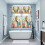 Easter Rabbit Kitchen Curtains and Valance Set Beige 4