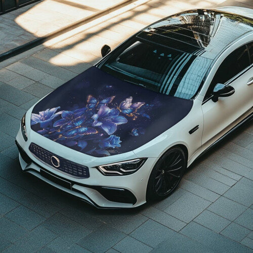 Capa para capô de carro com estampa de borboleta roxa, 150 x 100 cm (59,05 x 39,37 polegadas) 2