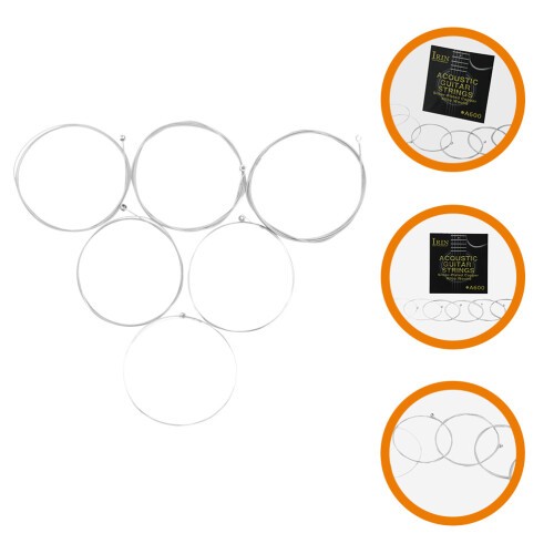 24Pcs Durable Acoustic Guitar Strings Metal Silver Replacement Set 2
