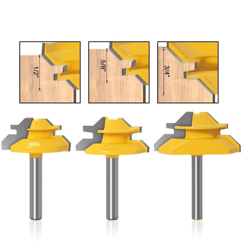 Lock Miter Router Bit Set 45 Degree Tungsten Carbide 3 2